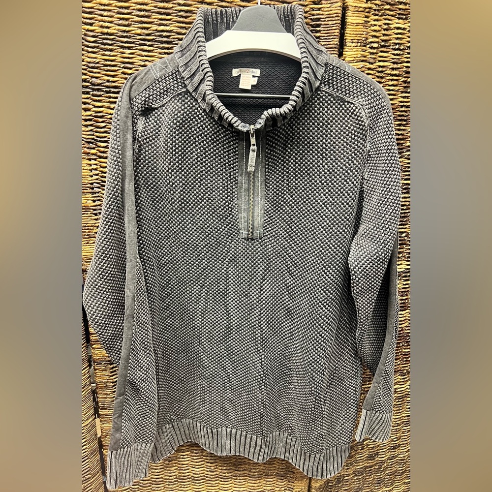 Carbon2Colblt - Men's Gray Half-Zip Sweater, Size: XLarge